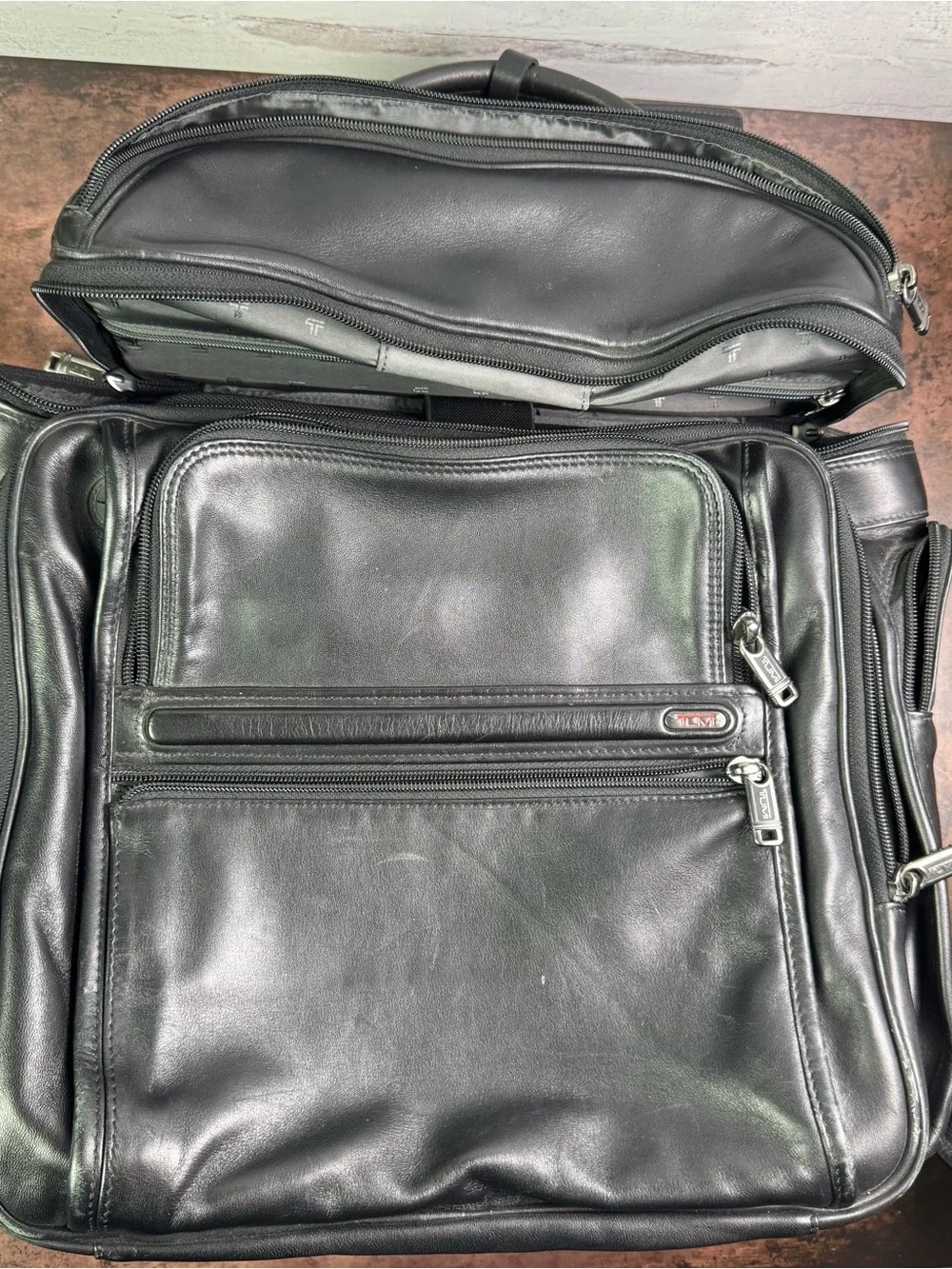Vintage TUMI Black Leather Laptop Travel Backpack